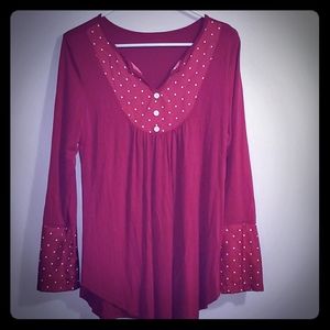 Cute Red Longsleve Top with buttons. Brand Unknown #3